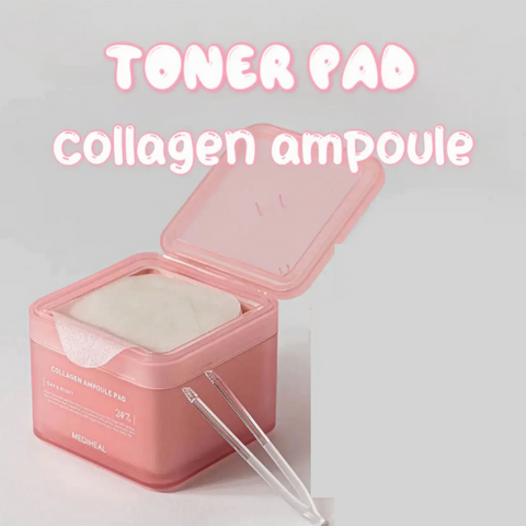 Toner Pad Mediheal Collagen Ampoule - Hỗ Trợ Cấp Ẩm & Tăng Độ Đàn Hồi Cho Da - Hộp 100 Miếng Chính Hãng