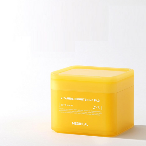 Toner Pad Mediheal Vitamide Brightening - Hỗ trợ làm sáng da, cấp ẩm, cải thiện vết thâm, hộp 100 miếng, phù hợp cho da nhạy cảm.