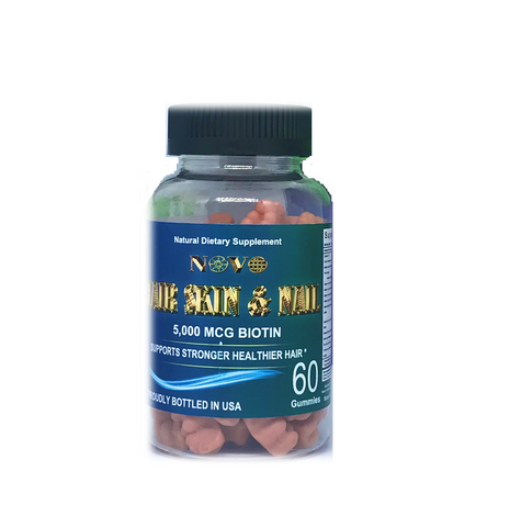 Viên nhai dinh dưỡng tóc, móng và da Novo Hair Skin & Nail 5000MCG Biotin - Kẹo dẻo bổ sung Vitamin từ Mỹ, vị thơm ngon