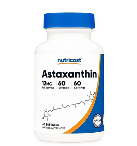 Viên uống chống oxy hóa NutriCost Astaxanthin 12mg - Hỗ trợ đẹp da, bảo vệ tim mạch và thị lực, hộp 60 viên