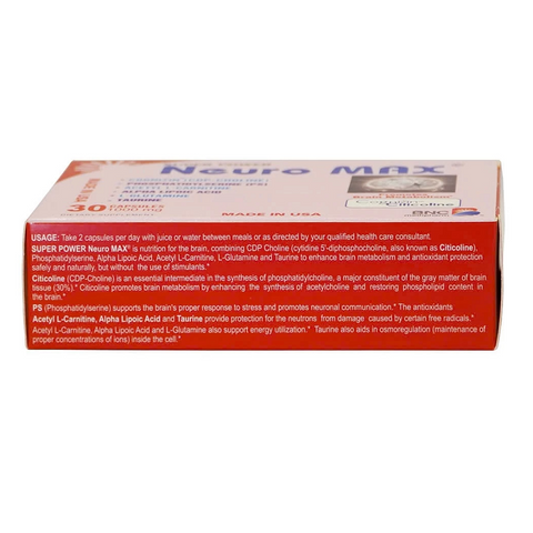 Viên uống bổ não Super Power Neuro Max - Tăng cường trí nhớ, tập trung và giảm stress - Hỗ trợ sức khỏe não bộ 30 viên