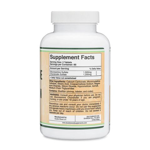Viên uống hỗ trợ sức khỏe xương khớp Double Wood Glucosamine 1500mg - Bổ sung linh hoạt và bảo vệ sụn khớp cho người cao tuổi, vận động viên