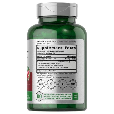 Viên uống Horbaach Cranberry Vitamin C 30,000mg - Hỗ trợ sức khỏe, tăng cường miễn dịch, bảo vệ đường tiết niệu - 150 viên của Mỹ