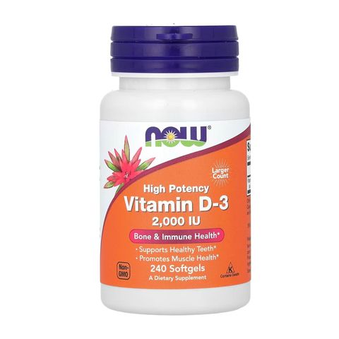 Viên uống Vitamin D3 2000IU Now Foods Mỹ - Hỗ trợ sức khỏe xương khớp, tăng cường miễn dịch, 240 viên