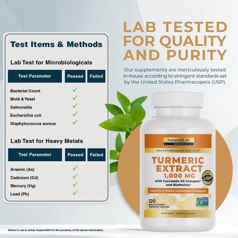 Viên uống tinh chất nghệ Nature's Lab Turmeric Curcumin C3 1000mg - Hỗ trợ tiêu hóa, kháng viêm, tăng sức đề kháng, chống oxy hóa, đẹp da.