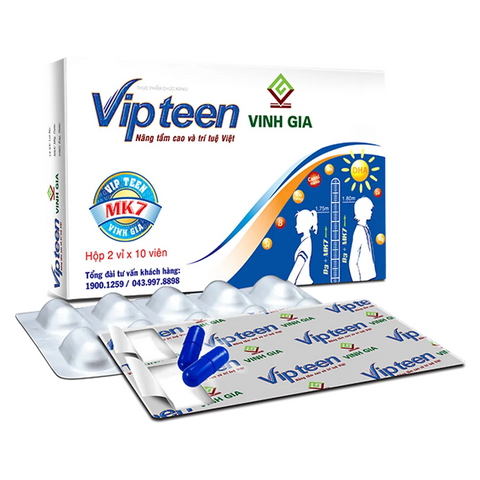 Viên Uống Vipteen Vinh Gia Tăng Chiều Cao và Phát Triển Trí Tuệ - Hỗ Trợ Còi Xương Cho Trẻ Em và Thanh Thiếu Niên