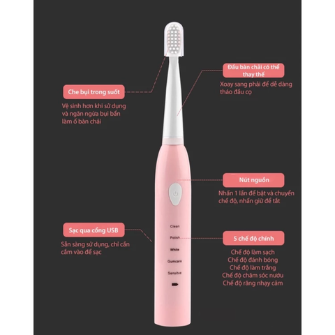 Bàn Chải Đánh Răng Điện SeaSy X8 Pro - 5 Chế Độ, Rung Sóng Âm Giúp Làm Sạch Sâu, Thiết Kế Kiểu Dáng Thon Gọn, Dễ Dàng Sử Dụng