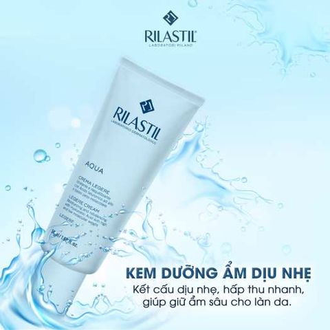 Kem Dưỡng Ẩm Dịu Nhẹ Rilastil Aqua Legere 50ml - Chăm Sóc Da Nhạy Cảm, Cấp Ẩm Sâu, Không Gây Kích Ứng, Dưỡng Da Mềm Mịn