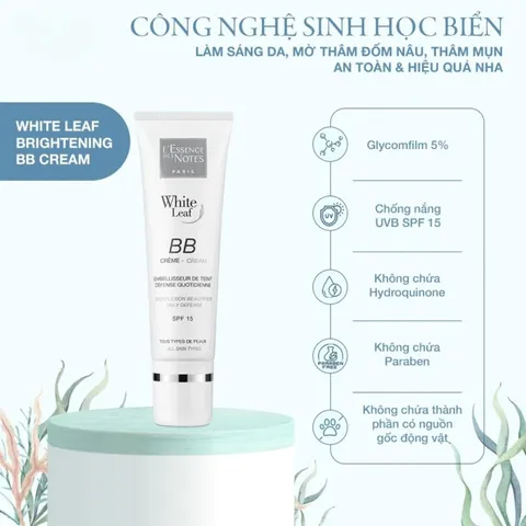 Kem Nền Che Khuyết Điểm White Leaf BB Cream SPF15 - Lớp Nền Tự Nhiên, Làm Sáng Da Và Bảo Vệ Da Khỏi Tia UV, Dưỡng Ẩm Mềm Mại