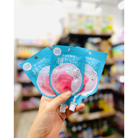 Mặt nạ sủi bọt thải độc Momopuri Fresh Bubble Pack - Làm sạch sâu lỗ chân lông với chiết xuất đào và Lactobacillus, làn da tươi sáng, mềm mịn