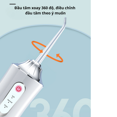 Máy tăm nước cầm tay SeaSy A8 Pro - 3 chế độ làm sạch và đầu tăm xoay 360 độ, giúp chăm sóc răng miệng hiệu quả, tiện lợi mang theo.