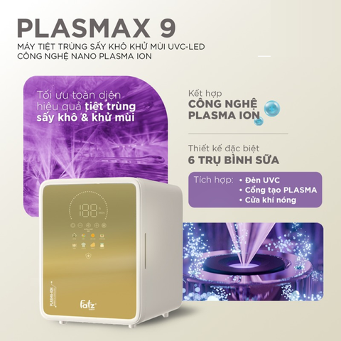 Máy Tiệt Trùng Sấy Khô UVC-LED Fatzbaby Plasmax 9 FB4821RS - Công Nghệ Khử Mùi Nhanh Chóng, Dung Tích 20L, 9 Chức Năng Tiện Ích