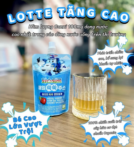 Nước dinh dưỡng Lotte Hàn Quốc - Hỗ trợ phát triển chiều cao, cung cấp canxi và vitamin D cho bé từ 12 tháng tuổi trở lên