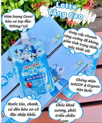 Nước dinh dưỡng Lotte Hàn Quốc - Hỗ trợ phát triển chiều cao, cung cấp canxi và vitamin D cho bé từ 12 tháng tuổi trở lên