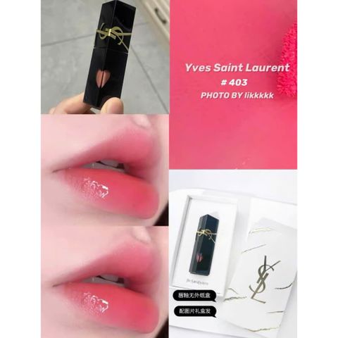 Son kem YSL Rouge Pur Couture Vinyl Cream Lip Stain màu 403 Rose Happening - Sắc hồng san hô nữ tính, bền màu đến 10 giờ, son môi cao cấp cho phái đẹp
