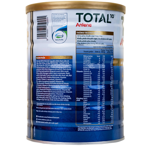 Sữa Dinh Dưỡng Anlene Total 10 Hương Vani cho Người Trên 40 Tuổi - 27 Vitamin và Khoáng Chất Giúp Tăng Cường Sức Khỏe Xương và Miễn Dịch