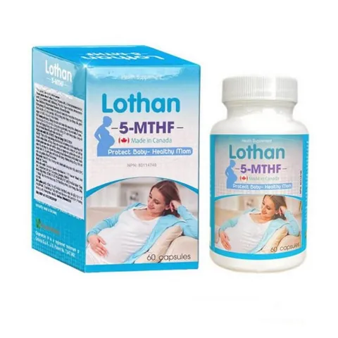 Viên uống hỗ trợ mang thai Lothan 5 MTHF - Bổ sung Acid Folic cho mẹ bầu, ngừa dị tật thai nhi, hộp 60 viên hấp thu tốt