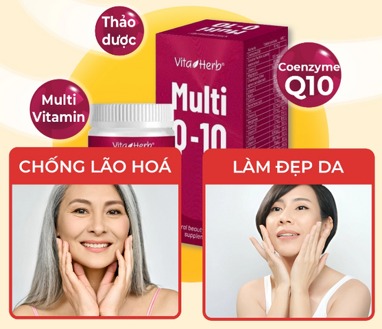 Viên Vitamin Tổng Hợp Multi Q10 Vita Herb - Hỗ Trợ Sức Khỏe, Tăng Cường Đề Kháng, Hỗ Trợ Làm Đẹp Da - Hộp 30 Viên