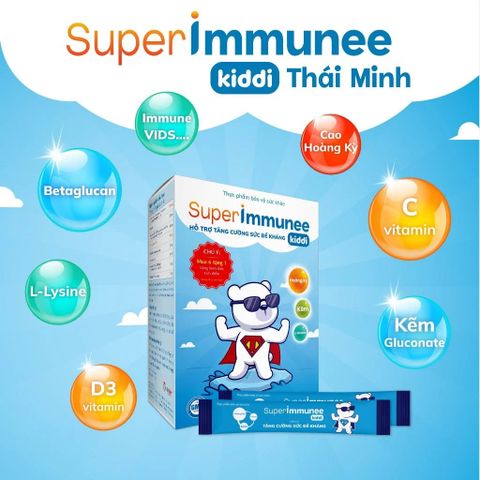 Cốm Hỗ Trợ Tăng Đề Kháng Super Immunee Kiddi Thái Minh - Giải Pháp Tăng Cường Miễn Dịch Cho Trẻ Em, Hộp 20 Gói