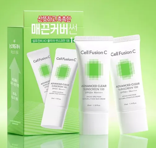 Combo 2 Kem Chống Nắng Cell Fusion C Advanced Clear Sunscreen 100 SPF50+ PA++++ - Kiểm Soát Dầu, Chống Tia UV Tối Ưu Cho Da Nhạy Cảm