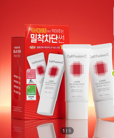 Combo 2 Kem Chống Nắng Cell Fusion C Laser UV Sunscreen SPF50+ PA+++ - Bảo Vệ Da Tối Ưu, Dưỡng Ẩm & Nâng Tone Da Mịn Màng