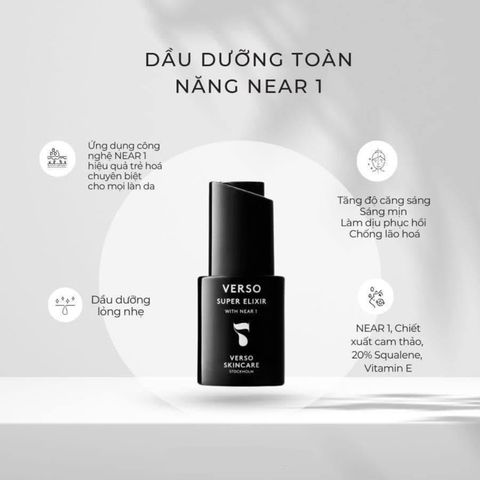 Dầu Dưỡng Trẻ Hóa Da Verso Super Elixir 30ml - Tinh Chất Làm Sáng Da Tự Nhiên, Giúp Da Mịn Màng, Đều Màu, Tươi Trẻ