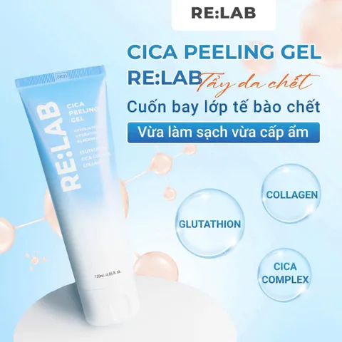 Gel Tẩy Da Chết Re:lab Cica Peeling Gel Hàn Quốc - Chăm Sóc Da Dầu Nhạy Cảm, Chiết Xuất Rau Má, Làm Sạch Sâu và Dưỡng Da Mịn Màng 120ml