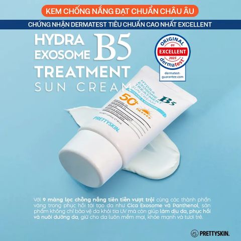 Kem Chống Nắng Phục Hồi Pretty Skin Hydra B5 Exosome Treatment SPF 50+ - Chống Nắng, Dưỡng Da, Phục Hồi Da Nhạy Cảm, Hàn Quốc