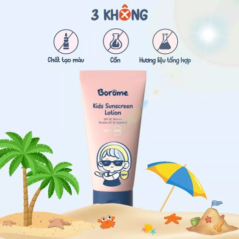 Kem Chống Nắng Trẻ Em Borome SPF 50/PA++++ - Bảo Vệ Da Nhạy Cảm, Dưỡng Ẩm và Chống Thấm Nước - An Toàn Cho Bé Chơi Ngoài Trời