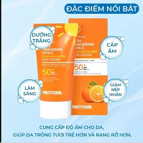 Kem Chống Nắng Vitamin C Pretty Skin Jeju Tangerine Vita C SPF50+ - Bảo Vệ Da, Làm Sáng Da Từ Chiết Xuất Quýt Jeju