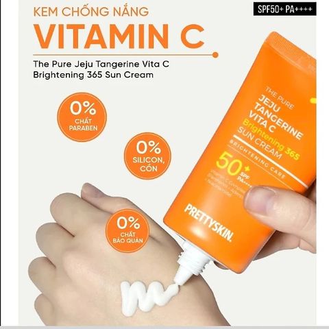 Kem Chống Nắng Vitamin C Pretty Skin Jeju Tangerine Vita C SPF50+ - Bảo Vệ Da, Làm Sáng Da Từ Chiết Xuất Quýt Jeju