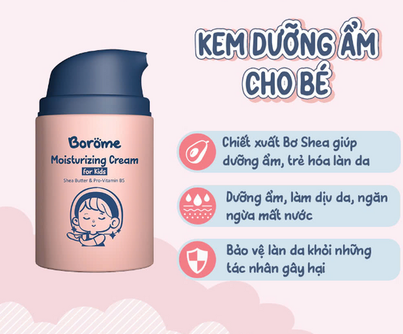 Kem Dưỡng Ẩm Bơ Borome 50g - Dưỡng Da Nhạy Cảm Cho Bé, Hỗ Trợ Làm Mềm & Nuôi Dưỡng Da Từ Sâu, An Toàn Cho Trẻ Em
