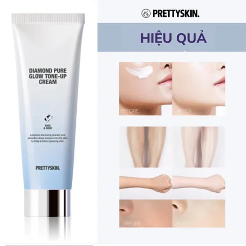 Kem Dưỡng Trắng Da Mặt & Body PrettySkin Diamond Pure Glow - Làm Sáng Da, Cung Cấp Độ Ẩm, Phù Hợp Mọi Loại Da, 100ml