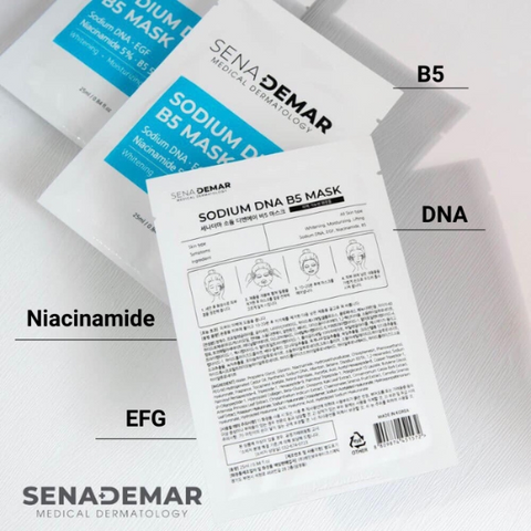 Mặt Nạ Cấp Ẩm Sena Demar Sodium DNA B5 - Cung Cấp Độ Ẩm Sâu và Tái Tạo Da, Phù Hợp Cho Da Khô, Hỗ Trợ Làm Dịu Da Sau Xâm Lấn