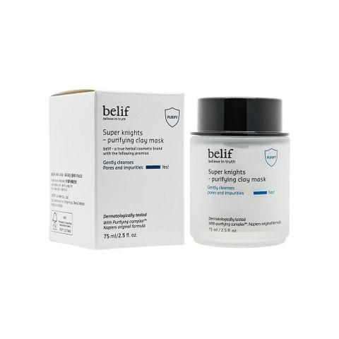 Mặt Nạ Đất Sét Belif Super Knights Purifying Clay Mask 75ml - Làm Sạch Lỗ Chân Lông, Kiểm Soát Dầu Mụn, Da Khỏe Mại