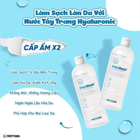 Nước Tẩy Trang Pretty Skin HyaluRonic Cleansing Water 600ml - Dưỡng Ẩm & Làm Sạch Dịu Nhẹ, Phù Hợp Với Da Nhạy Cảm từ Hàn Quốc