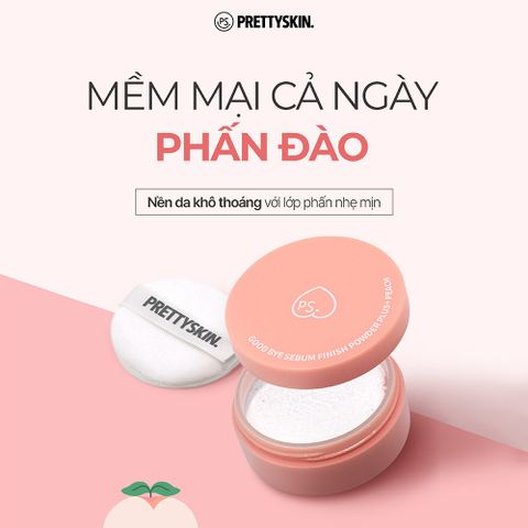 Phấn Bột Kiềm Dầu Pretty Skin Good Bye Sebum Finish Power Plus+ Peach - Kiểm Soát Bã Nhờn, Làn Da Mịn Màng Suốt Ngày