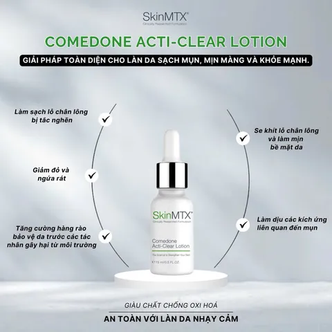 Serum Giảm Nhờn Mụn SkinMTX Comedone Acti-Clear Lotion 15ml - Ngừa Mụn, Dịu Kích Ứng, Thẩm Thấu Nhanh, Da Dầu, Da Mụn