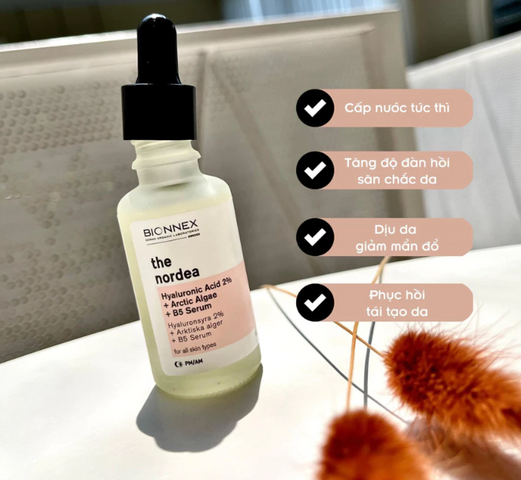 Serum Phục Hồi Da Bionnex The Nordea - Hyaluronic Acid 2% + Tảo Bắc Cực + B5 - 30ml, Giúp Da Mịn Màng và Tươi Sáng