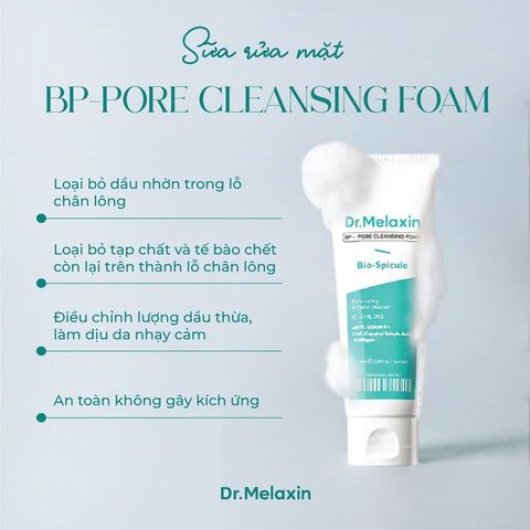 Sữa Rửa Mặt Dr.Melaxin BP Pore Cleansing Foam - Làm Sạch Sâu, Se Khít Lỗ Chân Lông Cho Da Dầu, Mụn Từ Hàn Quốc 100ml