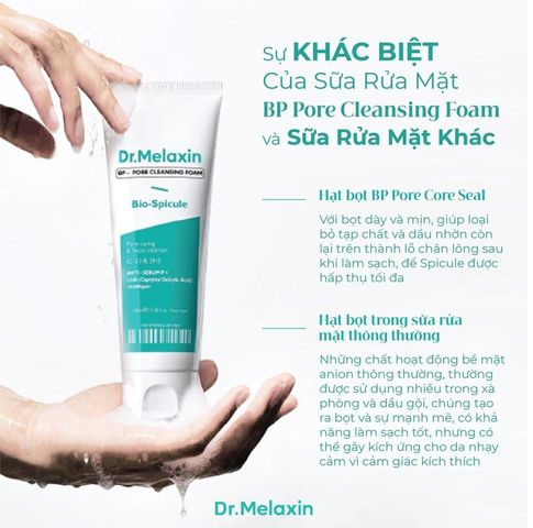 Sữa Rửa Mặt Dr.Melaxin BP Pore Cleansing Foam - Làm Sạch Sâu, Se Khít Lỗ Chân Lông Cho Da Dầu, Mụn Từ Hàn Quốc 100ml