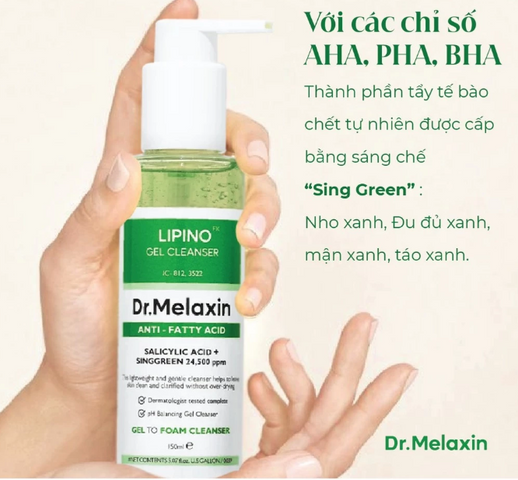 Sữa Rửa Mặt Giảm Nhờn Mụn Dr.Melaxin Lipino Gel Cleanser - Làm Sạch Da Tự Nhiên, Đặc Biệt Cho Da Dầu và Da Mụn 15ml