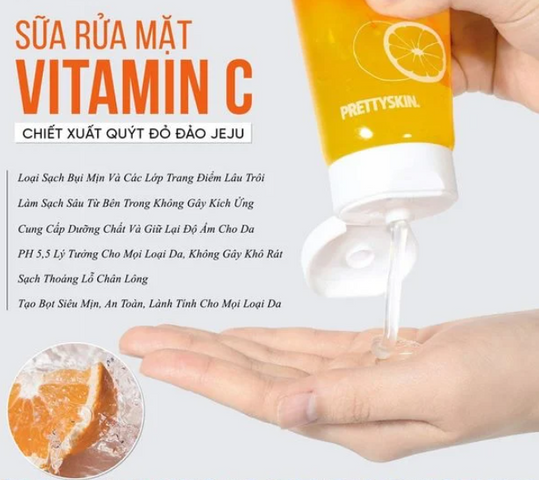 Sữa Rửa Mặt Vitamin C Sáng Da Prettyskin The Pure Jeju Tangerine 150ml - Gel Tạo Bọt Dưỡng Ẩm Cho Da Mềm Mại Ở Từng Lớp Da