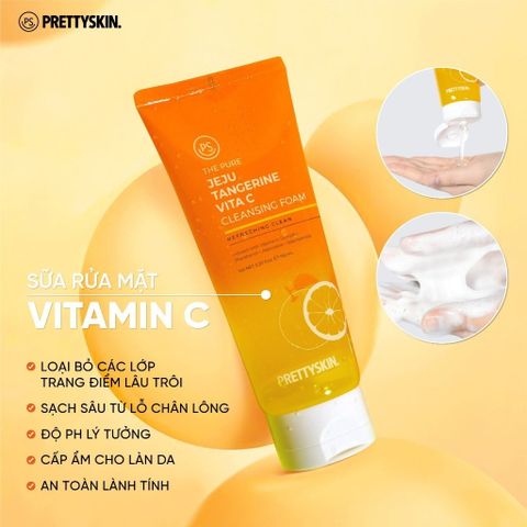 Sữa Rửa Mặt Vitamin C Sáng Da Prettyskin The Pure Jeju Tangerine 150ml - Gel Tạo Bọt Dưỡng Ẩm Cho Da Mềm Mại Ở Từng Lớp Da