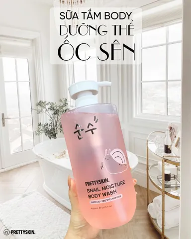 Sữa Tắm Cấp Ẩm Prettyskin Snail Moisture Body Wash 1000ml - Hỗ Trợ Trẻ Hóa Da, Dưỡng Ẩm Tự Nhiên, Phù Hợp Với Mọi Loại Da