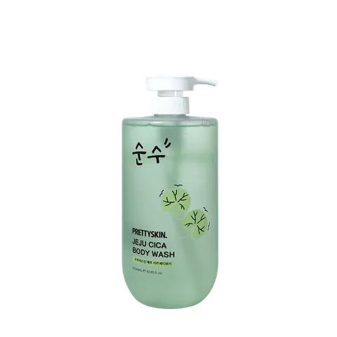 Sữa Tắm Prettyskin Jeju Cica Body Wash 1000ml - Hỗ Trợ Làm Dịu Da, Cấp Ẩm, Chiết Xuất Rau Má, Dùng Cho Mọi Loại Da