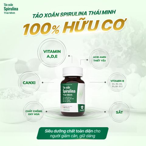 Tảo xoắn Spirulina hữu cơ Thái Minh - Hỗ trợ giảm cân, kiểm soát cân nặng hiệu quả, sản phẩm dinh dưỡng tự nhiên dành cho người ăn kiêng
