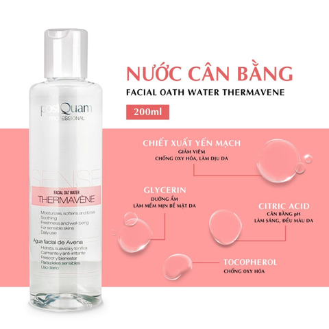 Toner Phục Hồi Làm Dịu Da PostQUAM Facial Oat Water Thermavene - Chiết Xuất Yến Mạch, Cấp Ẩm, Dành Cho Da Nhạy Cảm 200ml