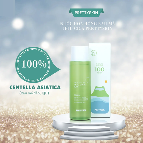 Toner Rau Má Pretty Skin The Pure Jeju Cica 100 - Chiết Xuất Từ Rau Má Thiên Nhiên, Phục Hồi Da Nhạy Cảm, 250ml