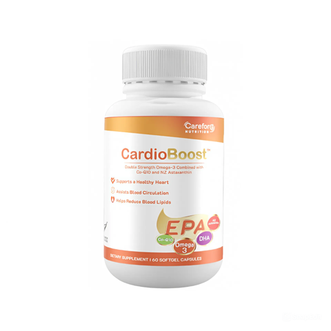 Viên uống CardioBoost Carefore Nutrition - Hỗ trợ sức khỏe tim mạch với Omega-3, Co-Q10, Astaxanthin - Hộp 60 viên